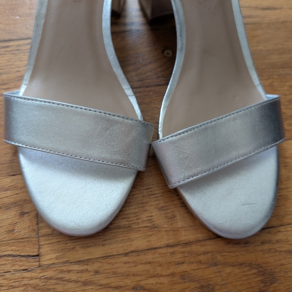 Aldo Metallic Silver Block Heel Sandals - Picture 2 of 7